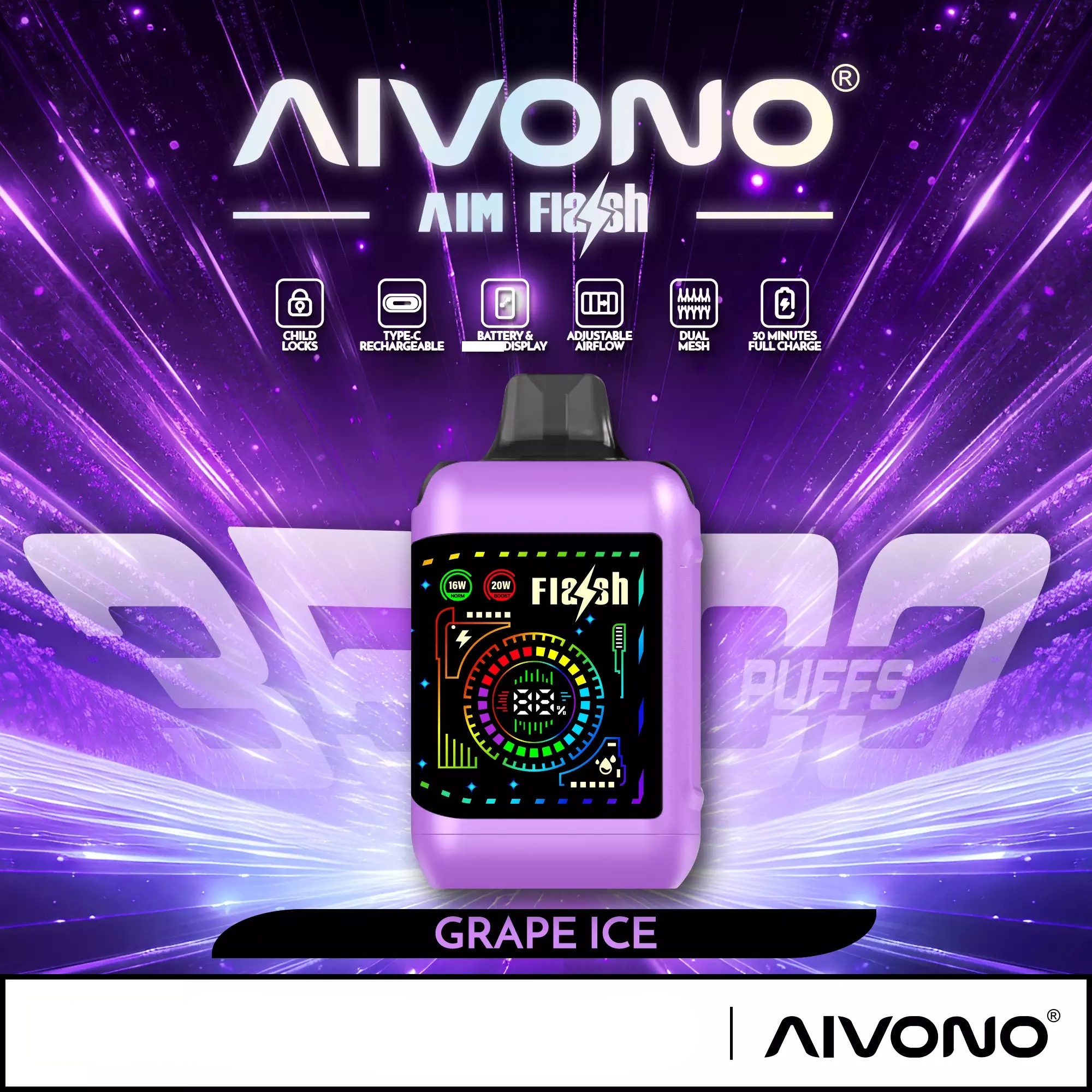 AIVONO AIM FLASH 35000 Züge Einweg Vape Dual Mesh Großhandel 35K – Bild 5