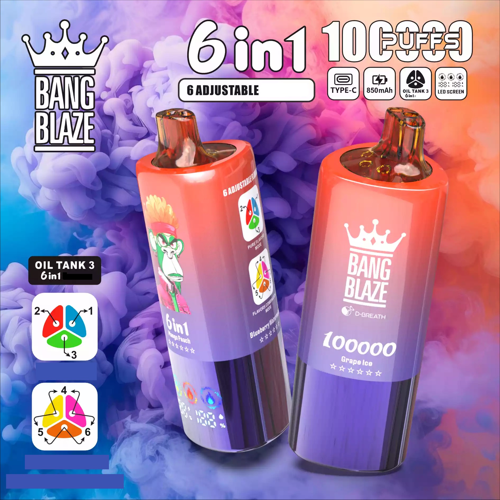 Bang Blaze 100000 Puffs 6 in 1 Einweg Vape Set Großhandel – Bild 6