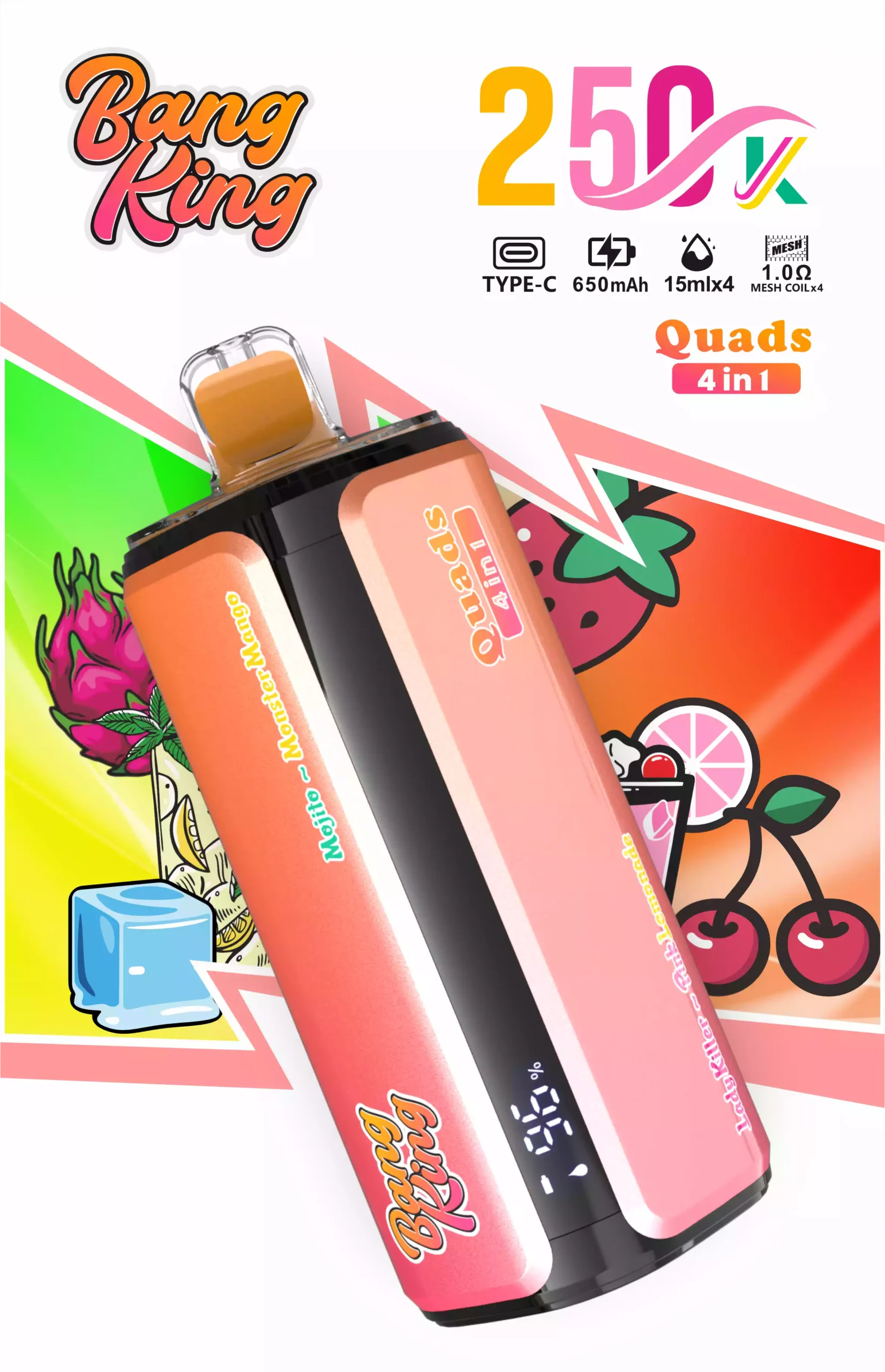 BANG KING 250K Puffs 4in1 Einweg Vape Großhandel Mesh Coil DSK074 – Bild 3