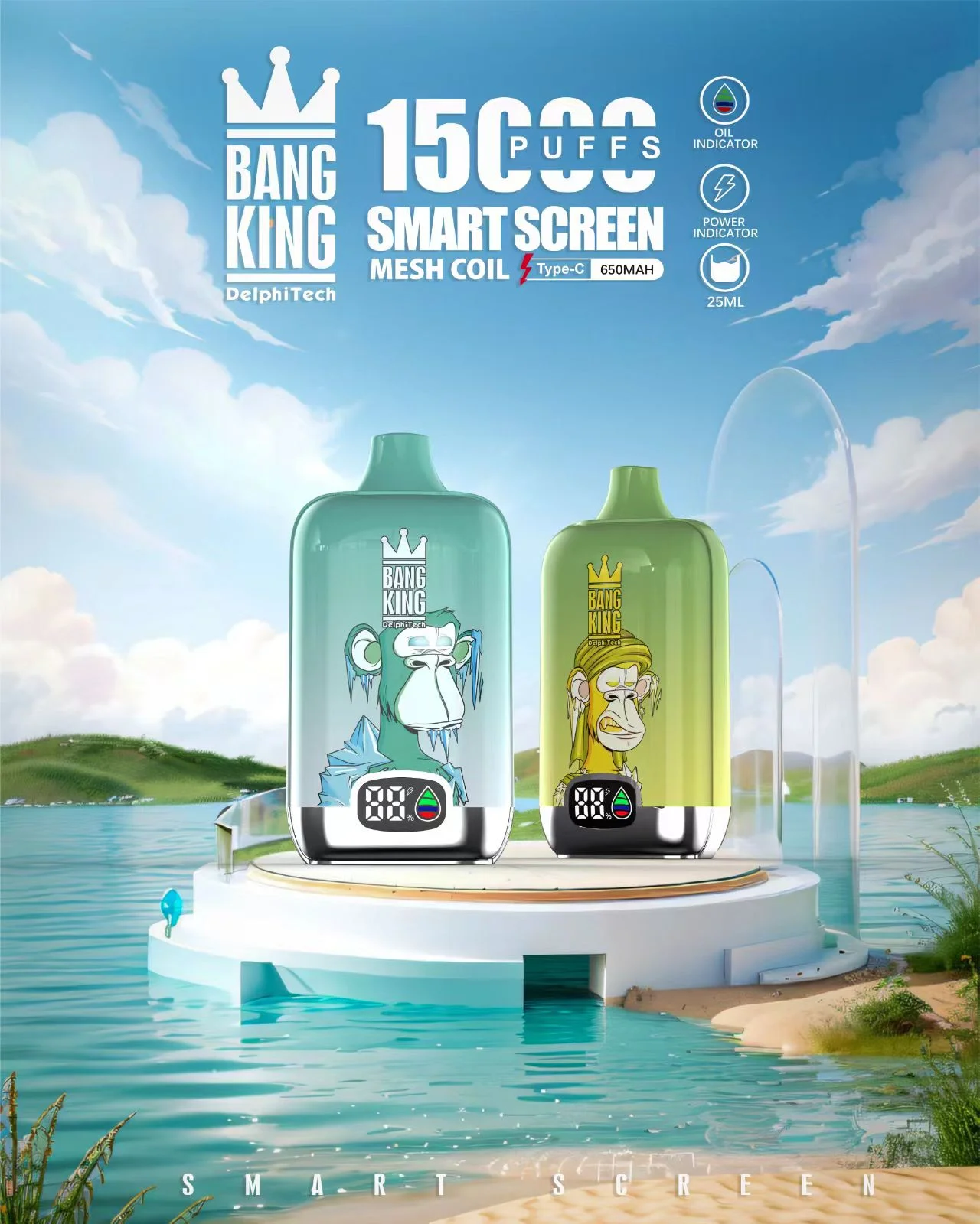 Bang King Smartscreen 15000 Züge Einweg Vape Großhandel kaufen