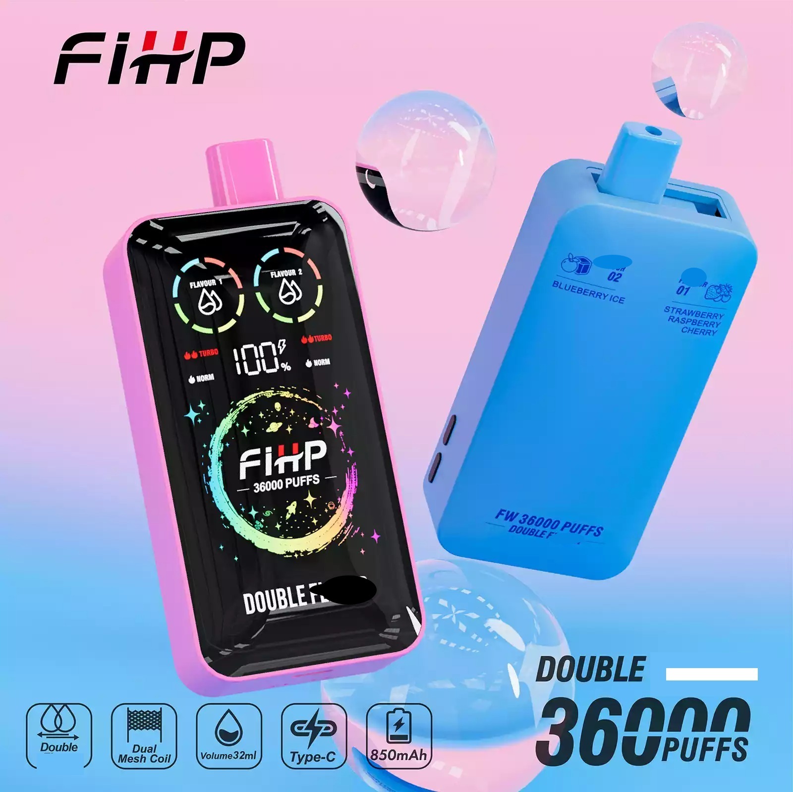 FIHP 36000 Einweg Vape 36K Züge Doppel LED Dual Mesh Coil Großhandel – Bild 2