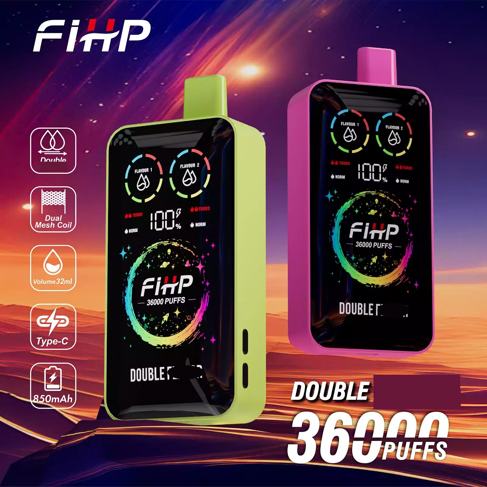 FIHP 36000 Einweg Vape 36K Züge Doppel LED Dual Mesh Coil Großhandel – Bild 3