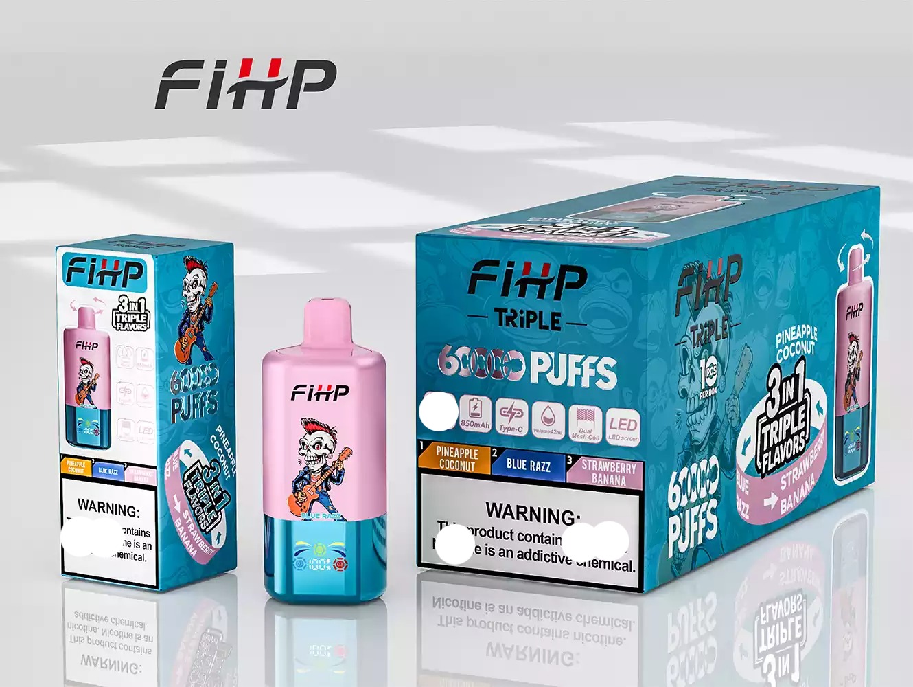 FIHP 60000 Puffs 3in1 Triple Einweg Vape LED Display Großhandel – Bild 10