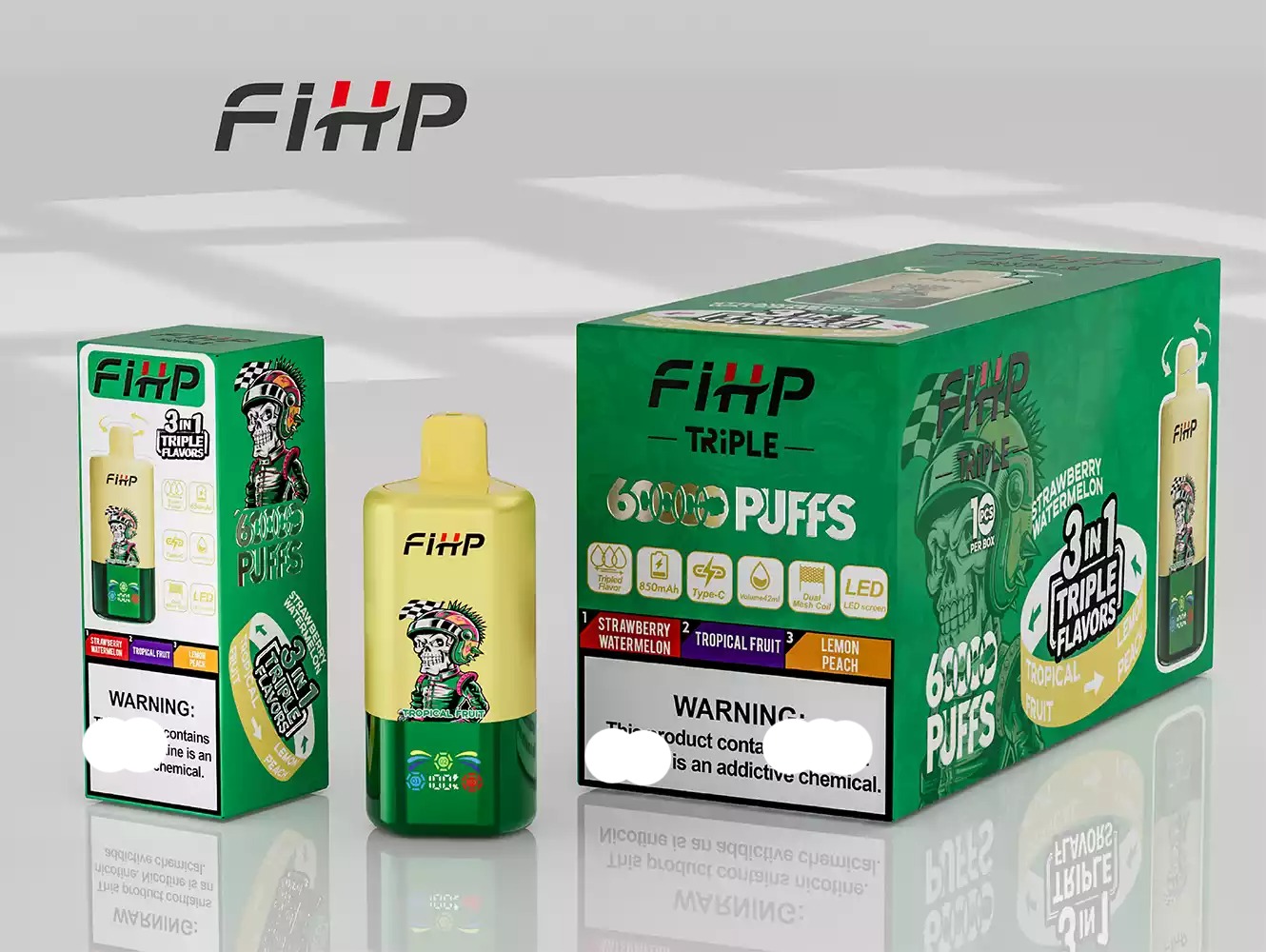 FIHP 60000 Puffs 3in1 Triple Einweg Vape LED Display Großhandel – Bild 7