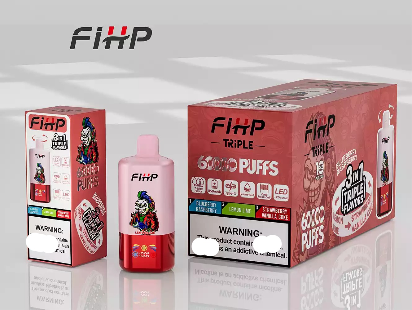 FIHP 60000 Puffs 3in1 Triple Einweg Vape LED Display Großhandel – Bild 6