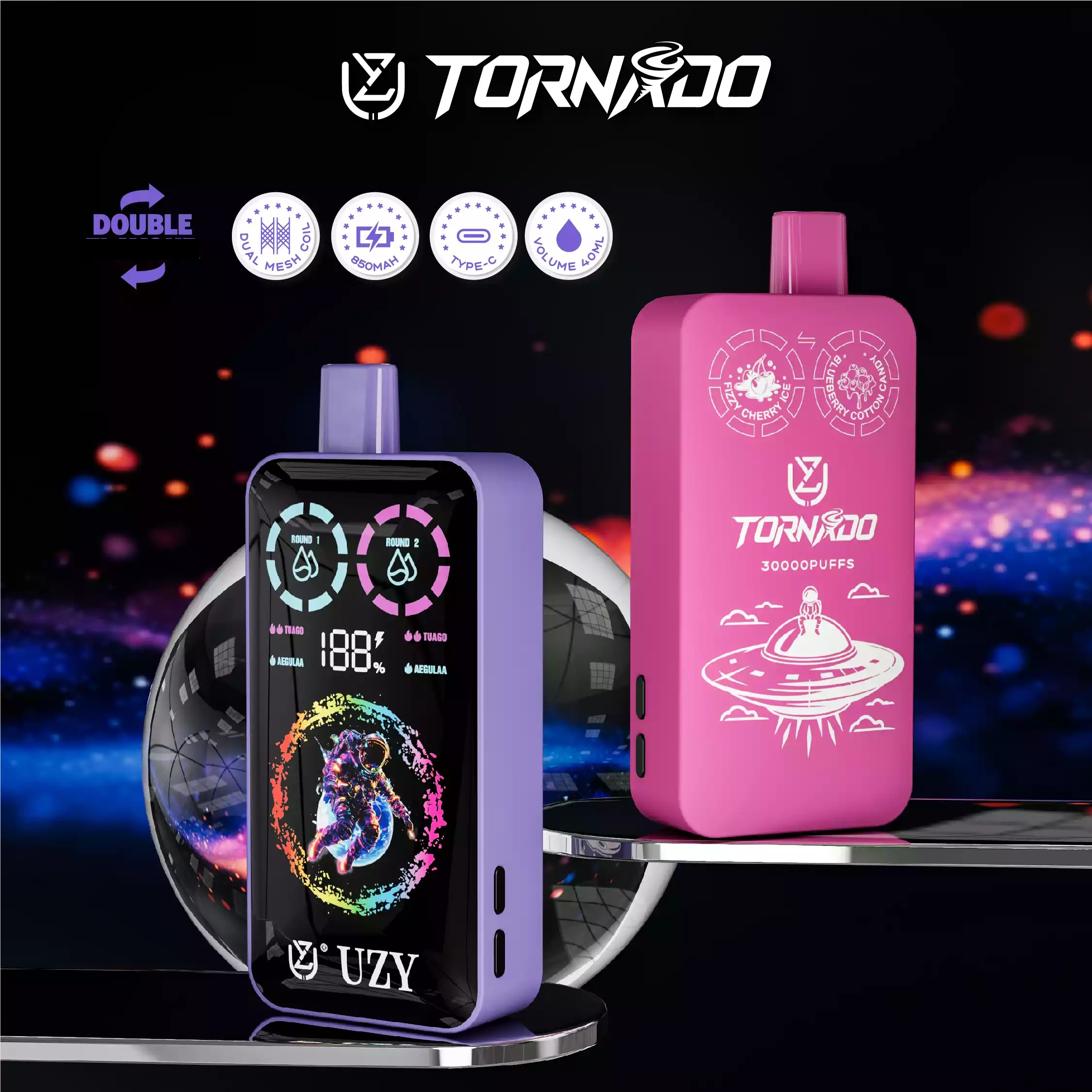UZY TORNADO 30000 Züge 2in1 Einweg Vape Doppel Großhandel – Bild 4