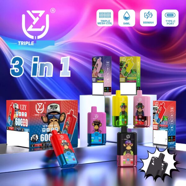 UZY 3 in 1 60000 Puffs Triple Einweg Vape Grohandel 60K Disposable -  Vape4Sale
