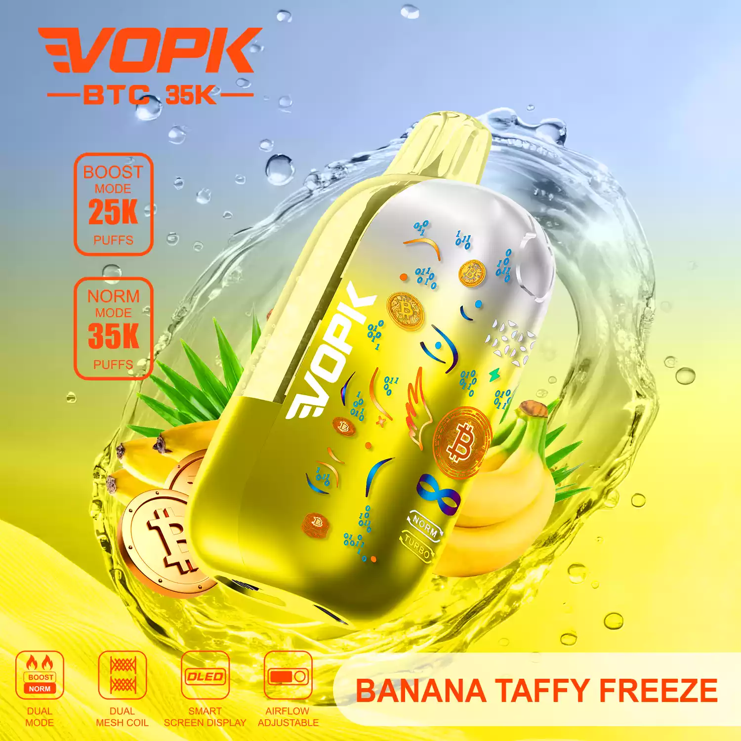 VOPK BTC 35000 Puffs Einweg Vape Großhandel Mesh Coil Airflow einstellbar