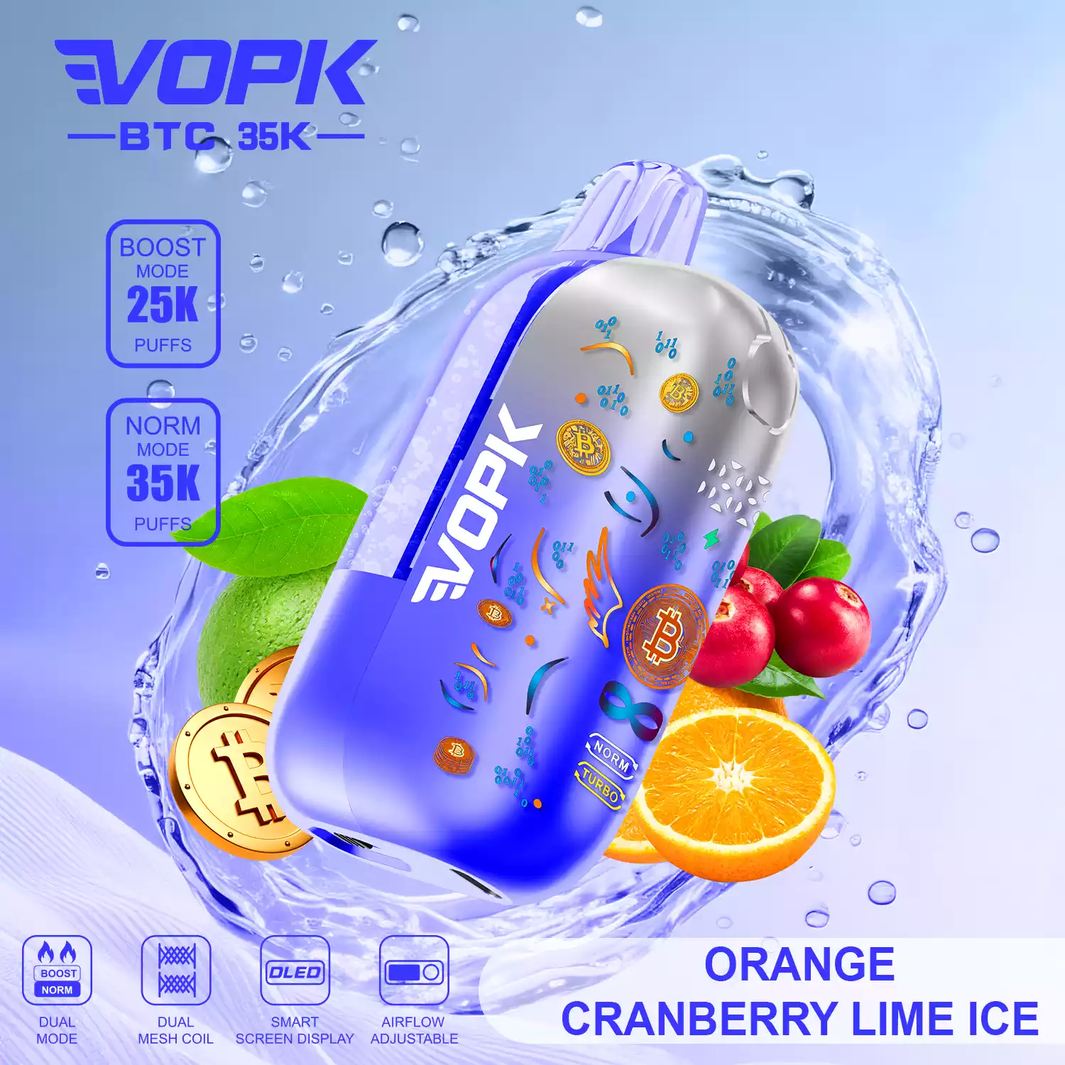 VOPK BTC 35000 Puffs Einweg Vape Großhandel Mesh Coil Airflow einstellbar – Bild 5