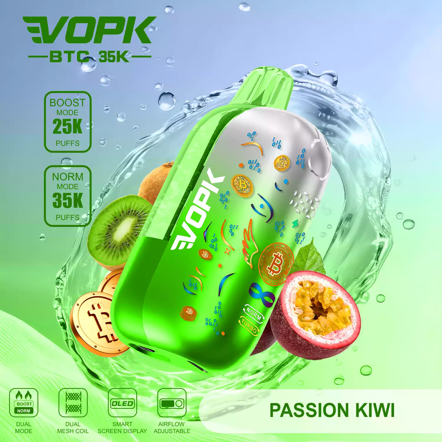 VOPK BTC 35000 Puffs Einweg Vape Großhandel Mesh Coil Airflow einstellbar – Bild 4