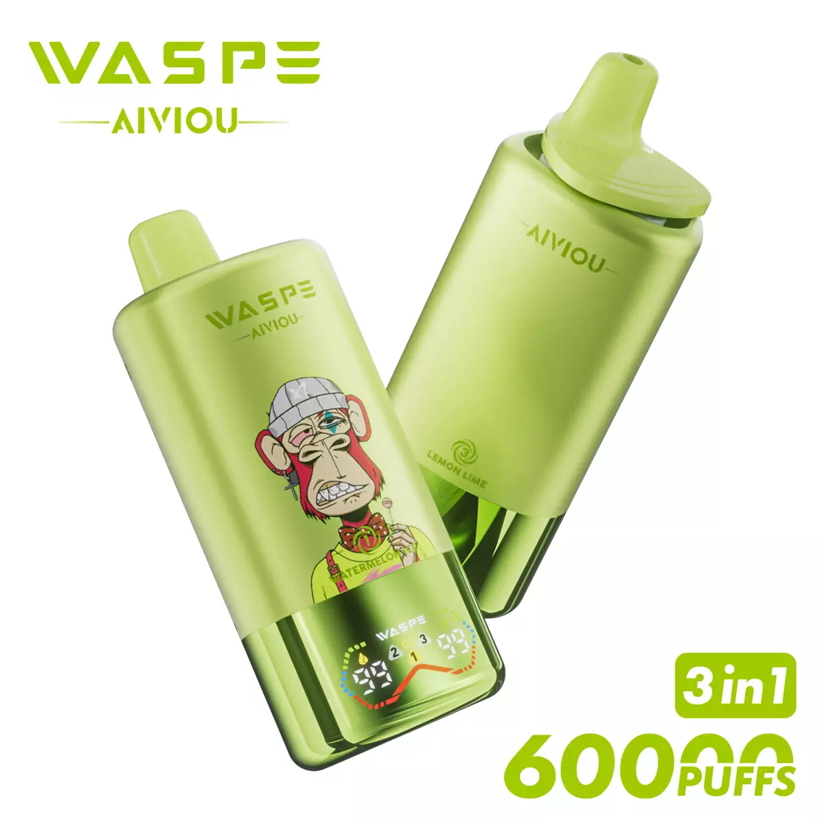 WASPE AIVIOU 60000 Puffs Einweg Vape Triple Taste LED Display Großhandel – Bild 2