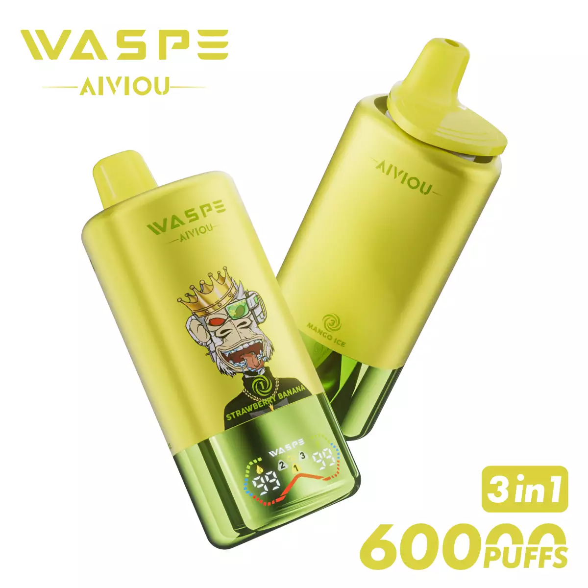 WASPE AIVIOU 60000 Puffs Einweg Vape Triple Taste LED Display Großhandel – Bild 5