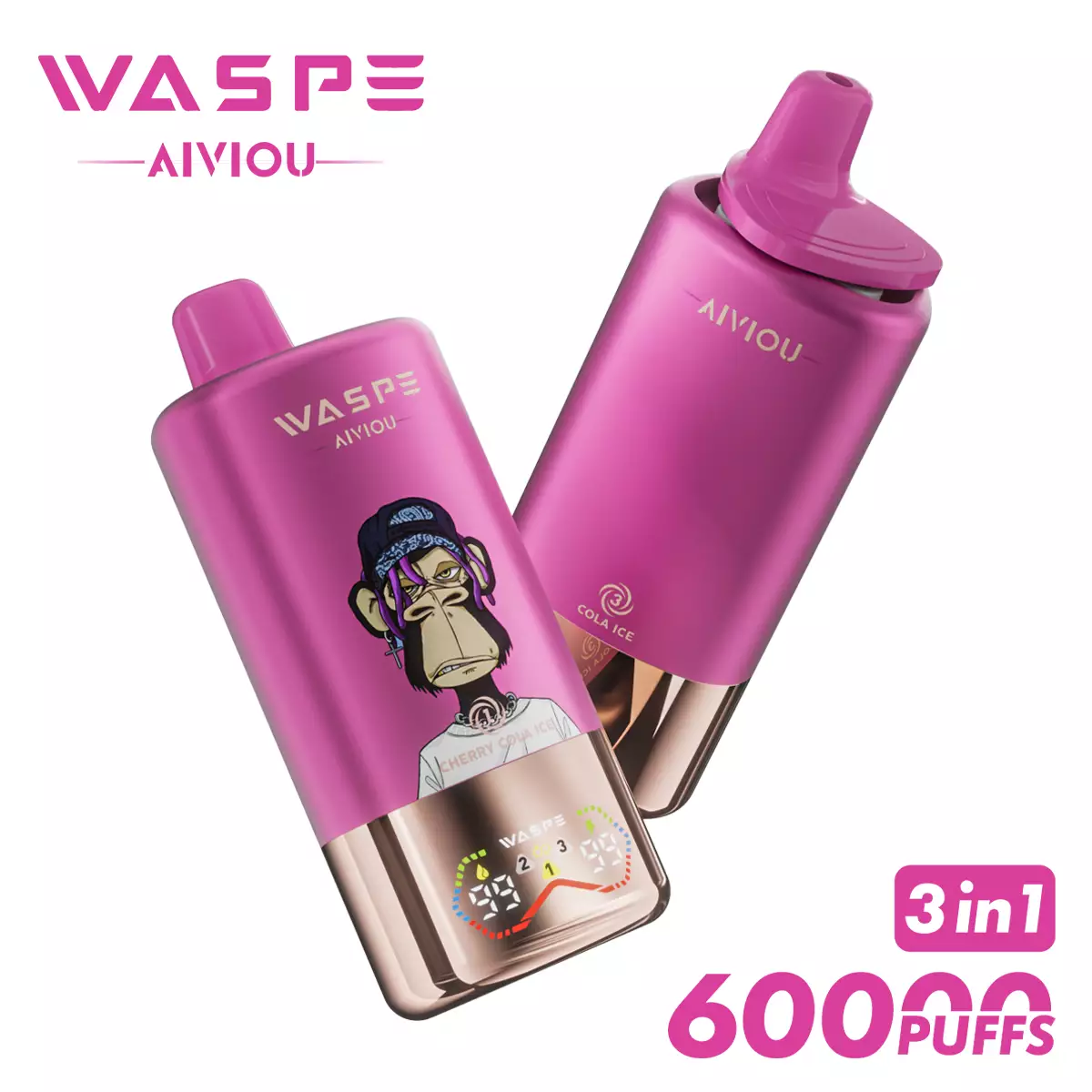 WASPE AIVIOU 60000 Puffs Einweg Vape Triple Taste LED Display Großhandel – Bild 4