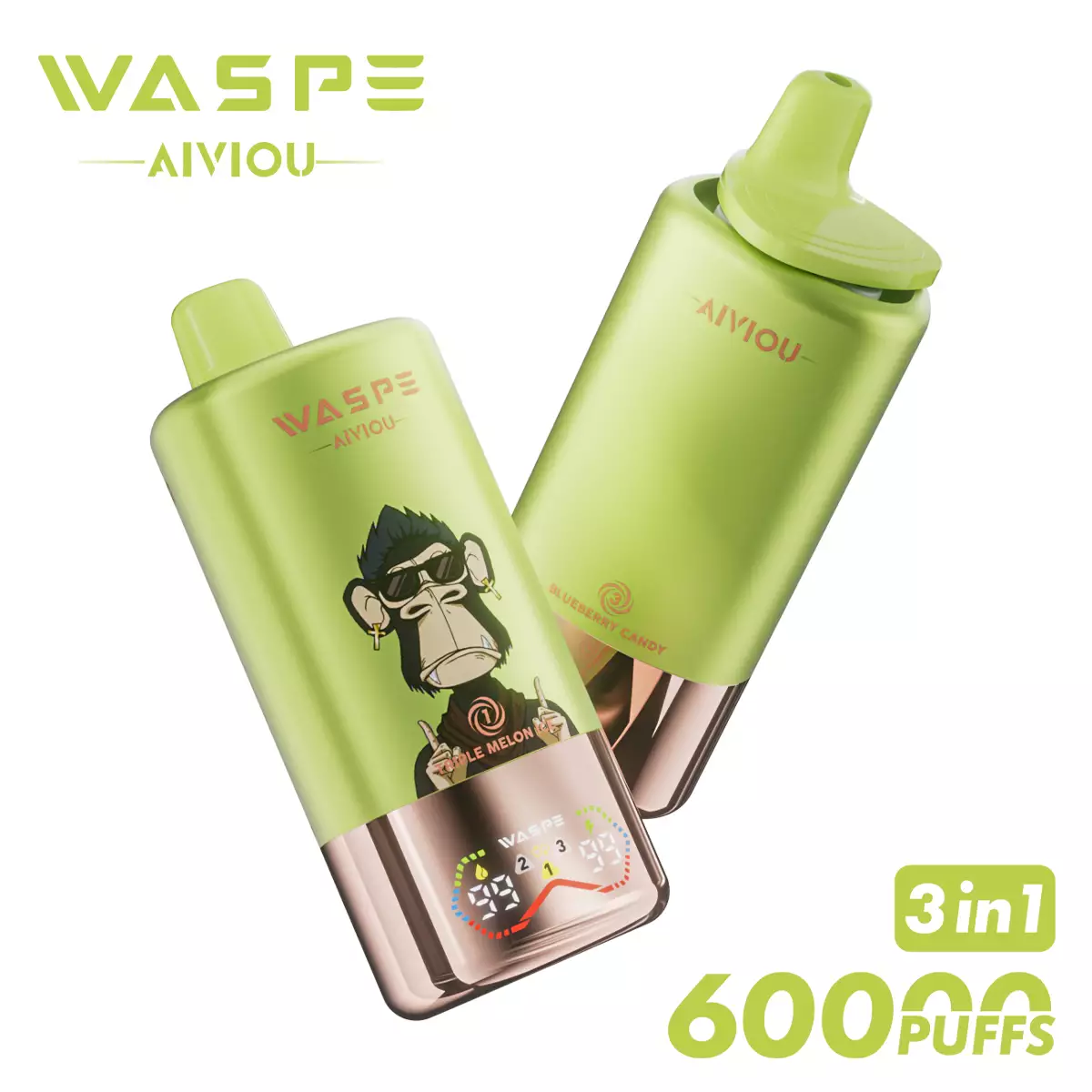 WASPE AIVIOU 60000 Puffs Einweg Vape Triple Taste LED Display Großhandel – Bild 7